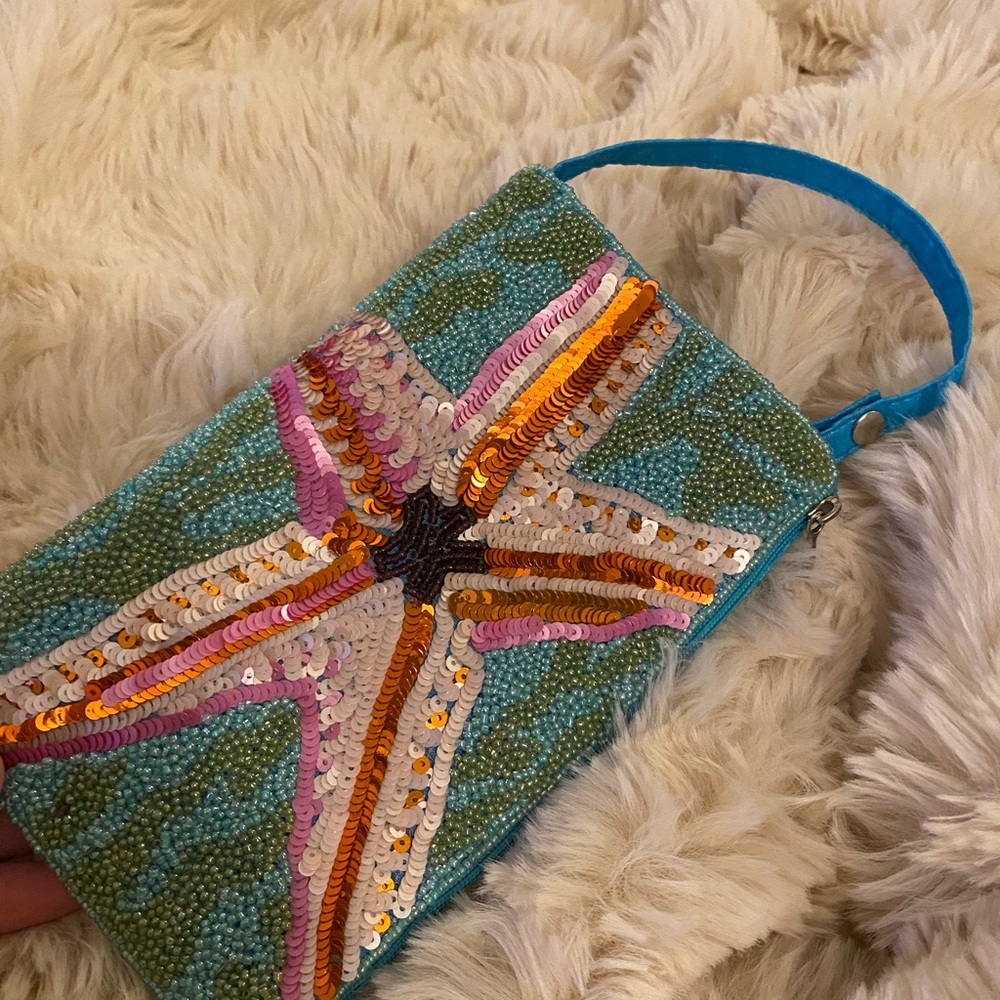 Colorful BEADED Starfish Phone Clutch
